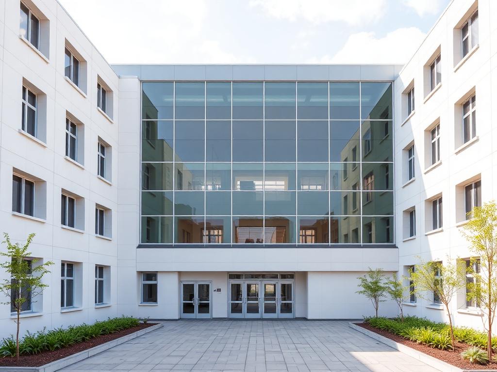 Institutional campus building with open courtyard